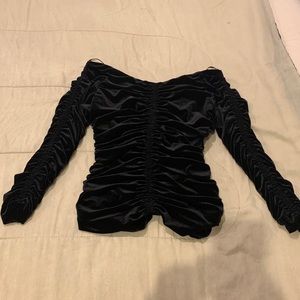 Brand New Zara Black Suede Off the Shoulder Top